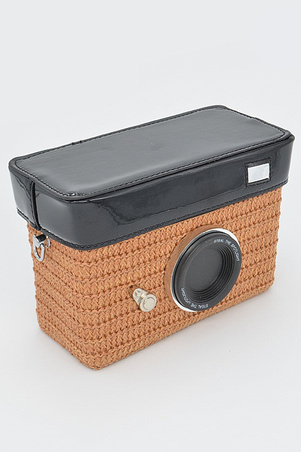 Straw Camera Basket Clutch