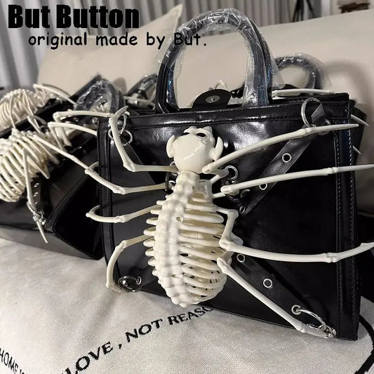 Gothic Spike Shoulder Bag | Y2K Punk Half Moon Handbag