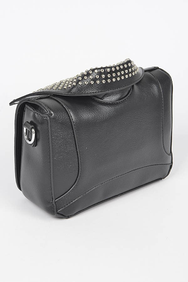 Faux Leather Metal Studded Jacket Clutch