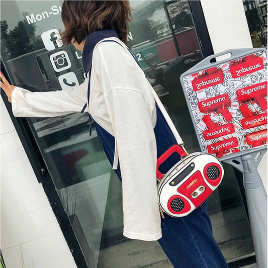 Vintage Radio Crossbody Bag for Women | Retro PU Leather Purse