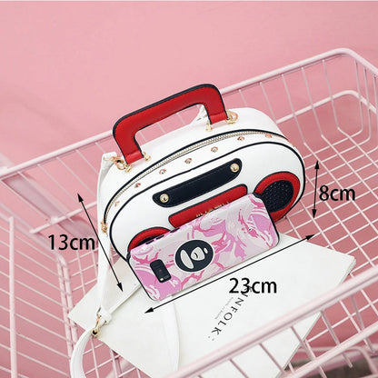 Vintage Radio Crossbody Bag for Women | Retro PU Leather Purse