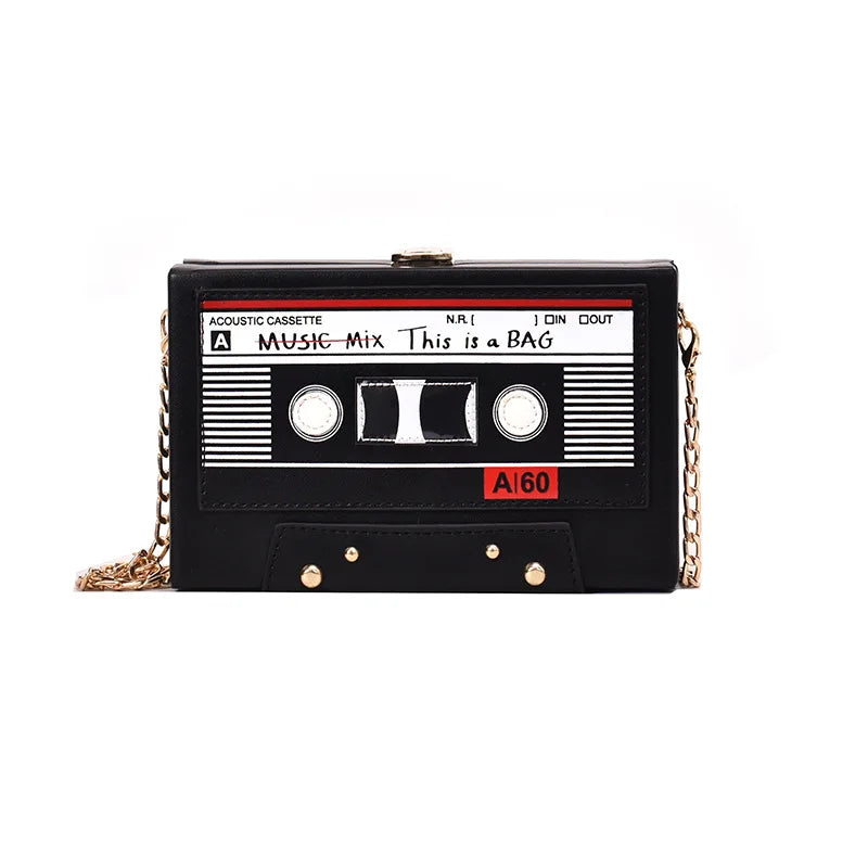 Retro Cassette Tape Crossbody Bag | Cute Chain Purse for Women