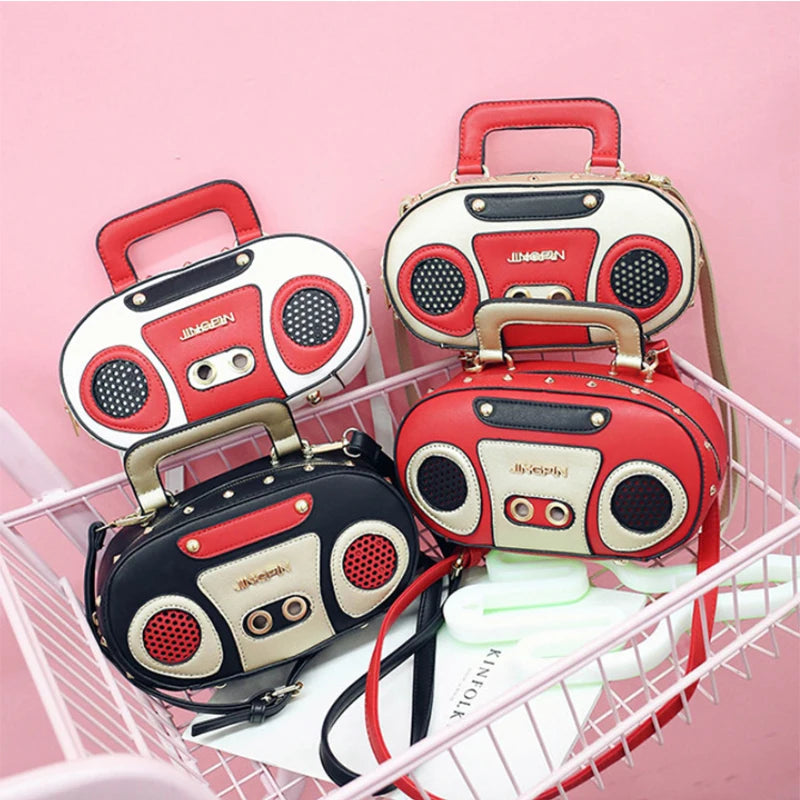 Vintage Radio Crossbody Bag for Women | Retro PU Leather Purse