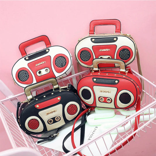 Vintage Radio Crossbody Bag for Women | Retro PU Leather Purse