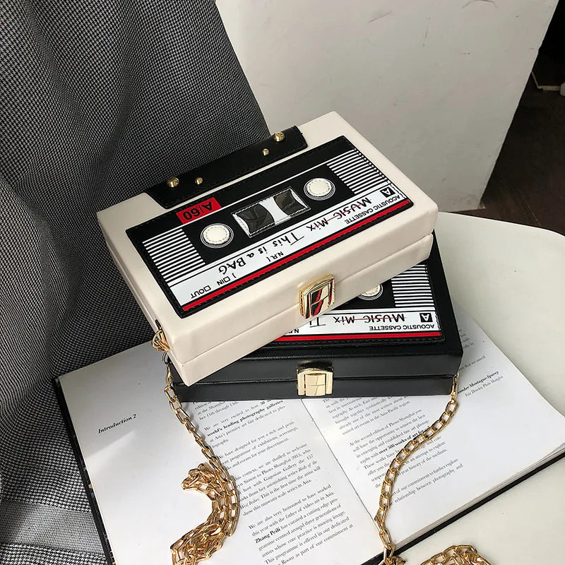 Retro Cassette Tape Crossbody Bag | Cute Chain Purse for Women