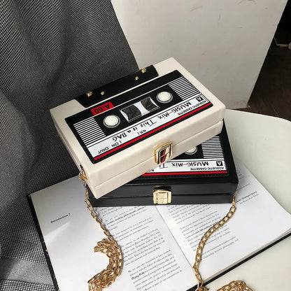 Retro Cassette Tape Crossbody Bag | Cute Chain Purse for Women