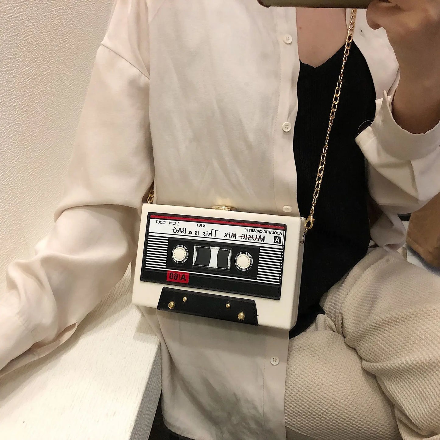 Retro Cassette Tape Crossbody Bag | Cute Chain Purse for Women