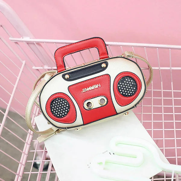 Vintage Radio Crossbody Bag for Women | Retro PU Leather Purse
