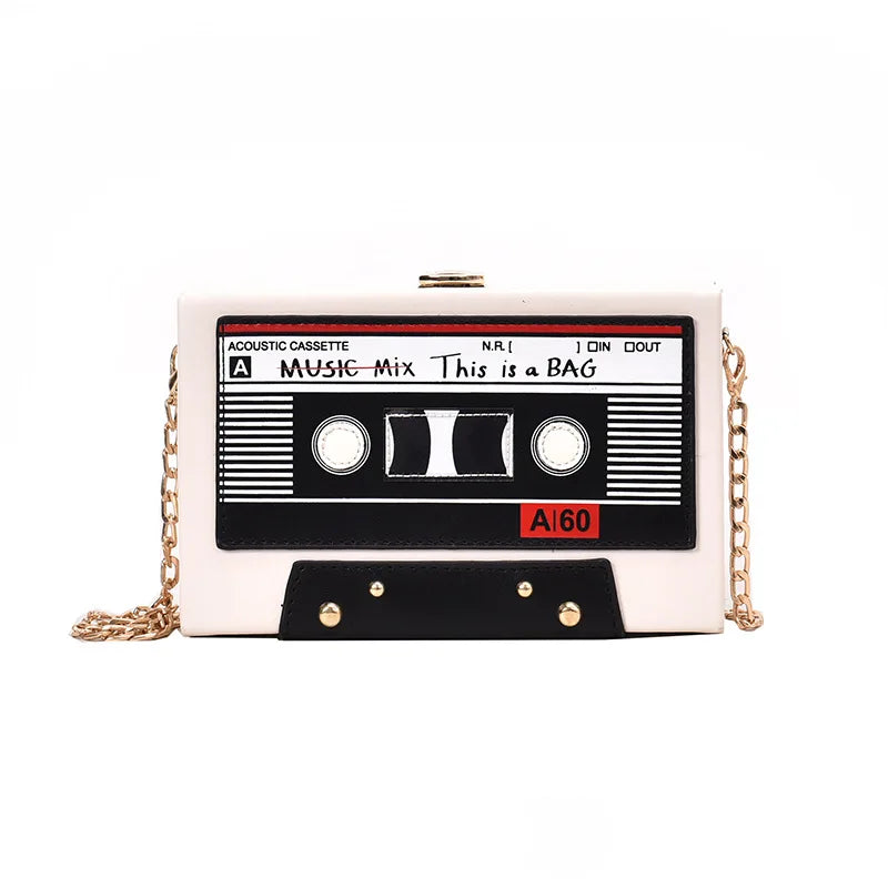 Retro Cassette Tape Crossbody Bag | Cute Chain Purse for Women