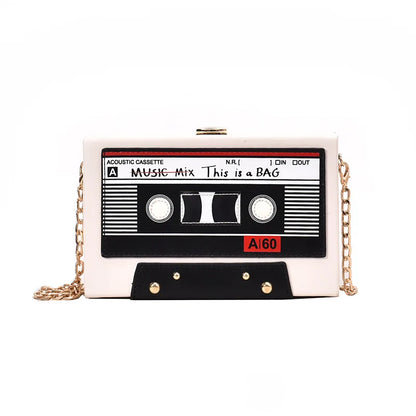 Retro Cassette Tape Crossbody Bag | Cute Chain Purse for Women