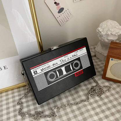 Retro Cassette Tape Crossbody Bag | Cute Chain Purse for Women