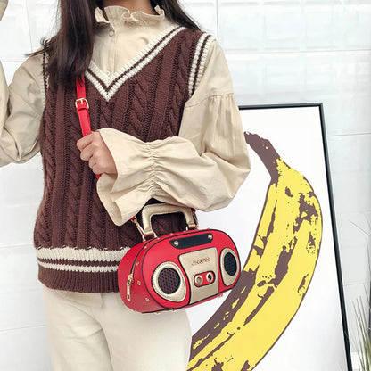 Vintage Radio Crossbody Bag for Women | Retro PU Leather Purse
