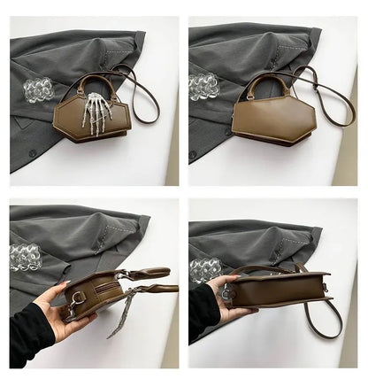 Gothic Coffin Handbag with Skeleton Hand | Alternative Shoulder Bag
