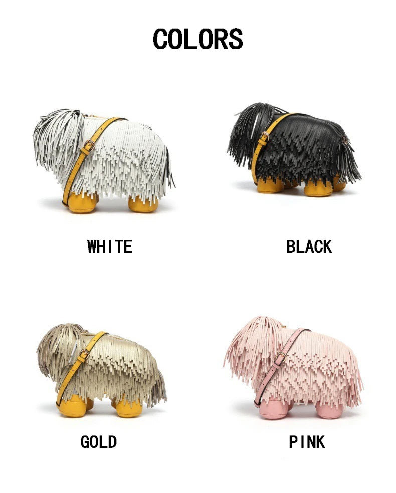 Novelty Tassel Puppy Shape Women's Shoulder Bag Crossbody Cute Cartoon Animal Shape Purses and Handbag Designer Tote Bag