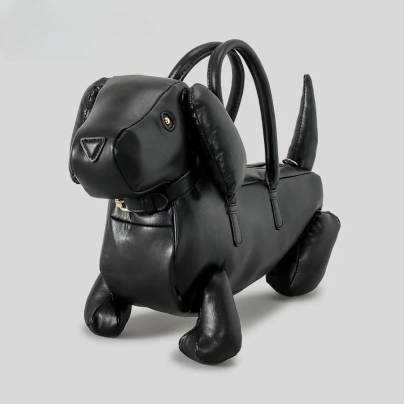 Women's Fashion Creative Design Cute Dachshund Handbag PU Soft Leather Shoulder Messenger Bag