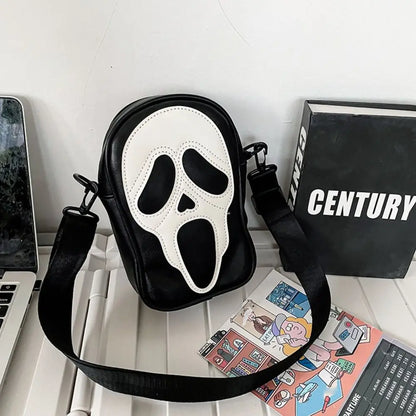 Halloween Ghost Face Crossbody Bag | Unisex Spooky Shoulder Purse