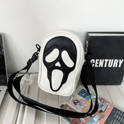Halloween Ghost Face Crossbody Bag | Unisex Spooky Shoulder Purse