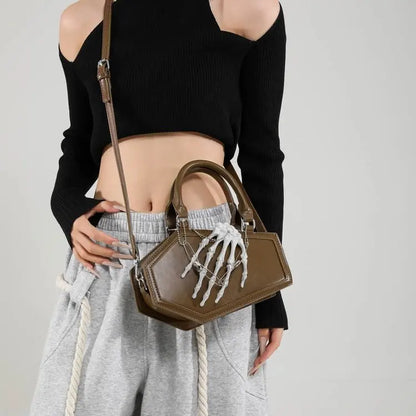Gothic Coffin Handbag with Skeleton Hand | Alternative Shoulder Bag