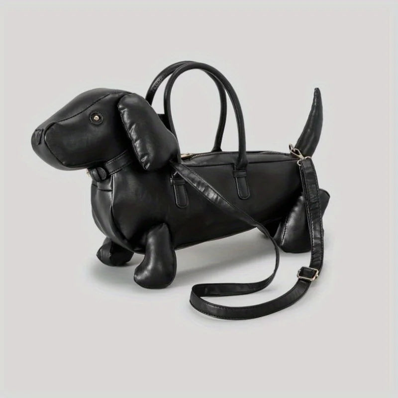 Women's Fashion Creative Design Cute Dachshund Handbag PU Soft Leather Shoulder Messenger Bag