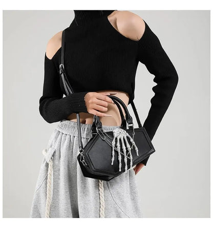 Gothic Coffin Handbag with Skeleton Hand | Alternative Shoulder Bag