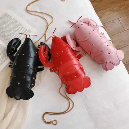 Cute Lobster Crossbody Bag for Women | PU Leather Chain Purse