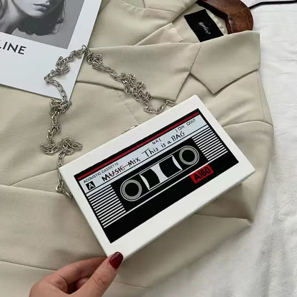 Retro Cassette Tape Crossbody Bag | Cute Chain Purse for Women