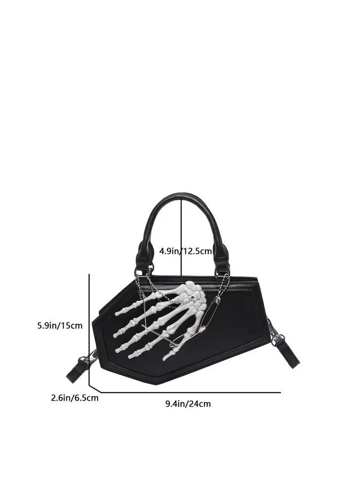 Gothic Coffin Handbag with Skeleton Hand | Alternative Shoulder Bag