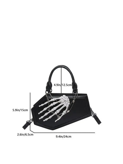 Gothic Coffin Handbag with Skeleton Hand | Alternative Shoulder Bag