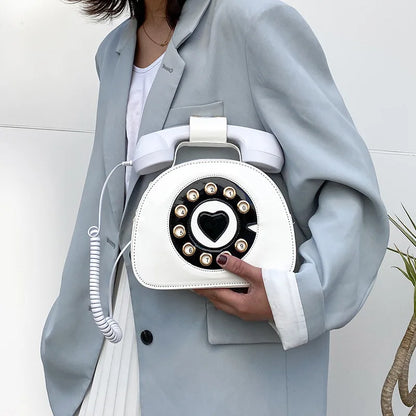 Women's Telephone-Shaped Crossbody Bag, Retro PU Leather Shoulder Purse, Cute Small Handbag