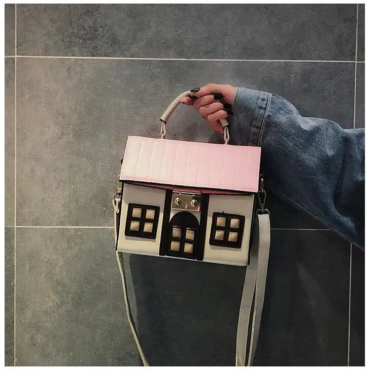 Women's Cute House-Shaped PU Leather Crossbody Bag, Designer Shoulder Bag, Stylish Handbag Purse & Small Tote