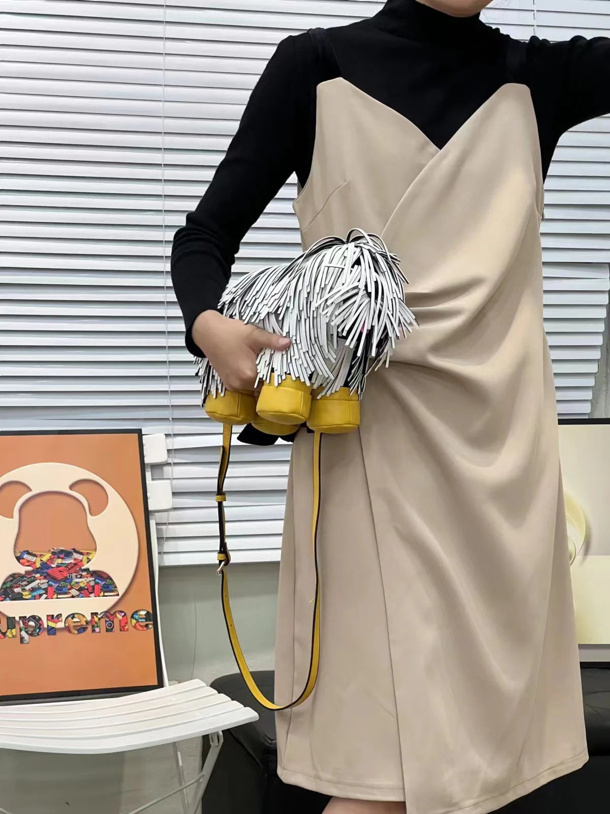 Novelty Tassel Puppy Shape Women's Shoulder Bag Crossbody Cute Cartoon Animal Shape Purses and Handbag Designer Tote Bag
