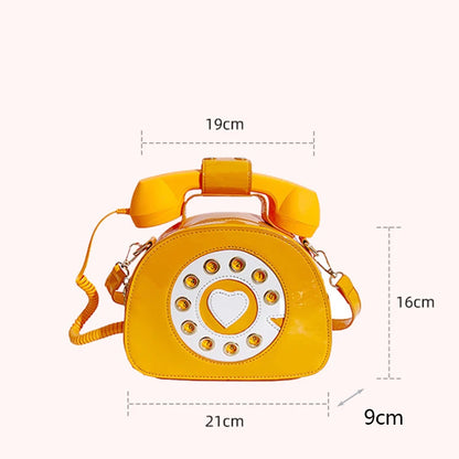 Women's Telephone-Shaped Crossbody Bag, Retro PU Leather Shoulder Purse, Cute Small Handbag