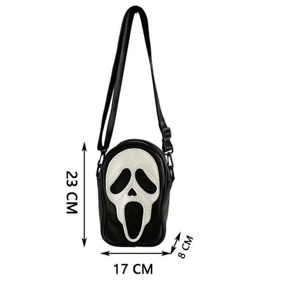 Halloween Ghost Face Crossbody Bag | Unisex Spooky Shoulder Purse