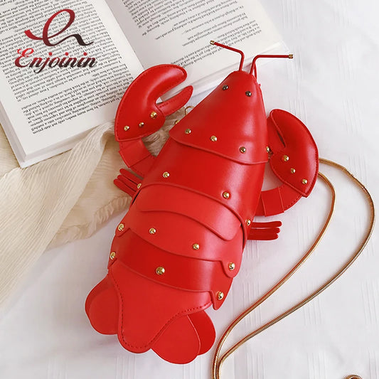 Cute Lobster Crossbody Bag for Women | PU Leather Chain Purse