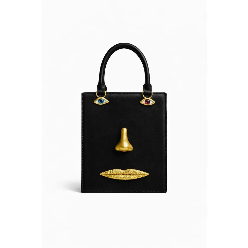 Women's Retro 3D Face Handbag, Unique PU Leather Square Shoulder Bag, Stylish Crossbody Purse