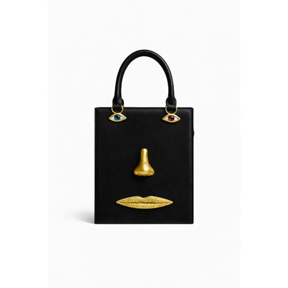 Women's Retro 3D Face Handbag, Unique PU Leather Square Shoulder Bag, Stylish Crossbody Purse