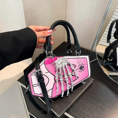Gothic Coffin Handbag with Skeleton Hand | Alternative Shoulder Bag