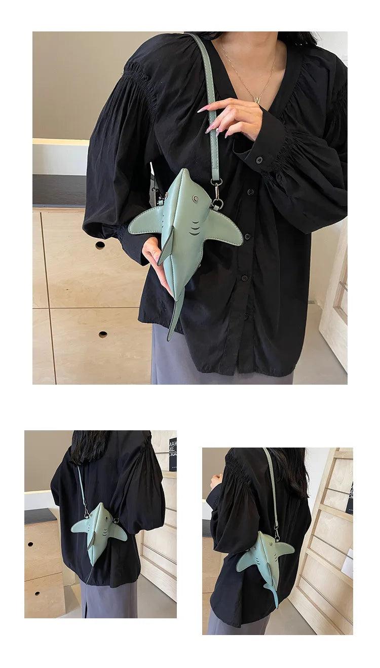 Cute Shark Crossbody Bag for Women | Unique Mini Shoulder Purse