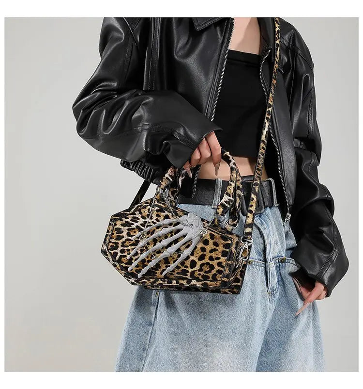 Gothic Coffin Handbag with Skeleton Hand | Alternative Shoulder Bag