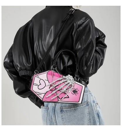 Gothic Coffin Handbag with Skeleton Hand | Alternative Shoulder Bag