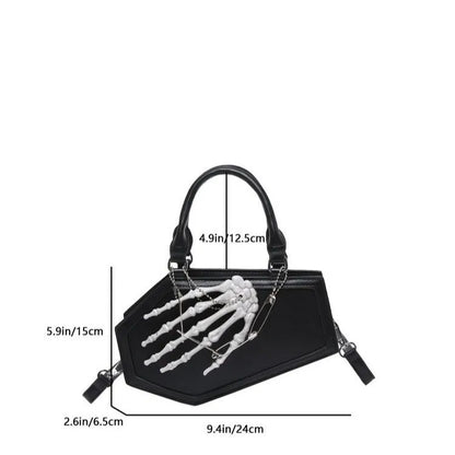Gothic Coffin Handbag with Skeleton Hand | Alternative Shoulder Bag