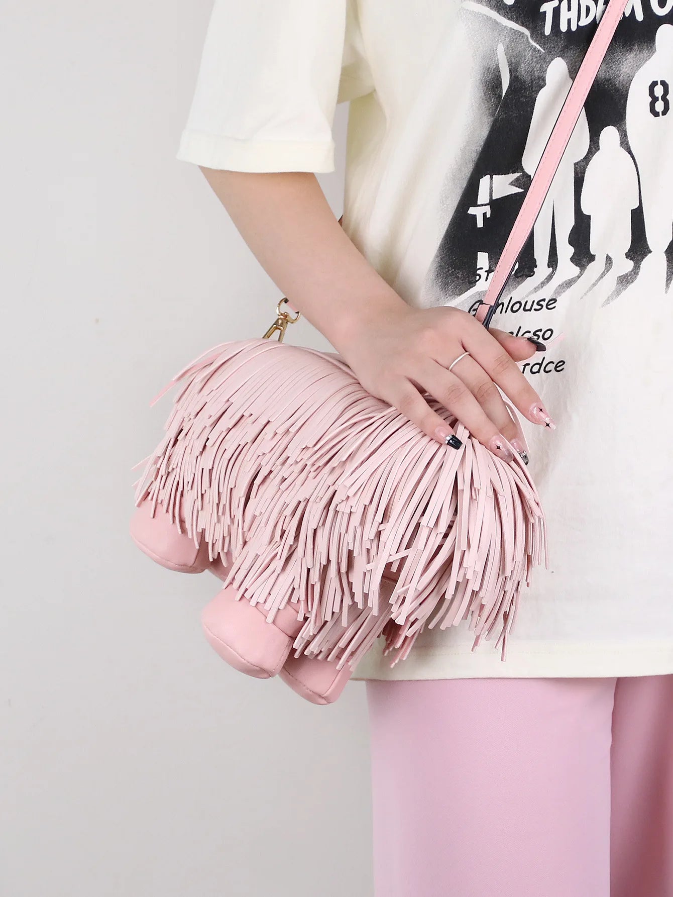 Novelty Tassel Puppy Shape Women's Shoulder Bag Crossbody Cute Cartoon Animal Shape Purses and Handbag Designer Tote Bag