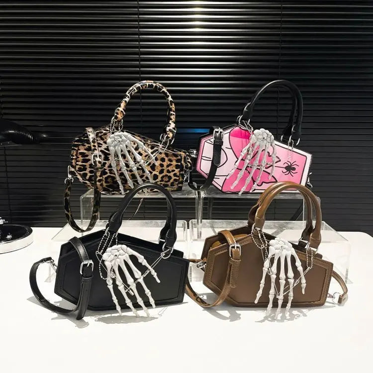 Gothic Coffin Handbag with Skeleton Hand | Alternative Shoulder Bag