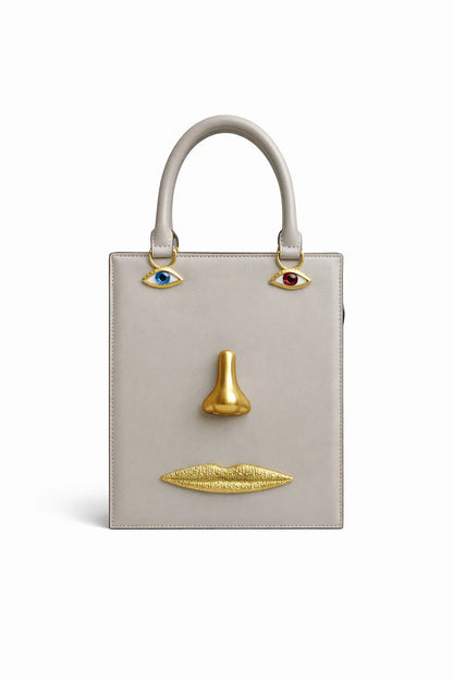 Women's Retro 3D Face Handbag, Unique PU Leather Square Shoulder Bag, Stylish Crossbody Purse