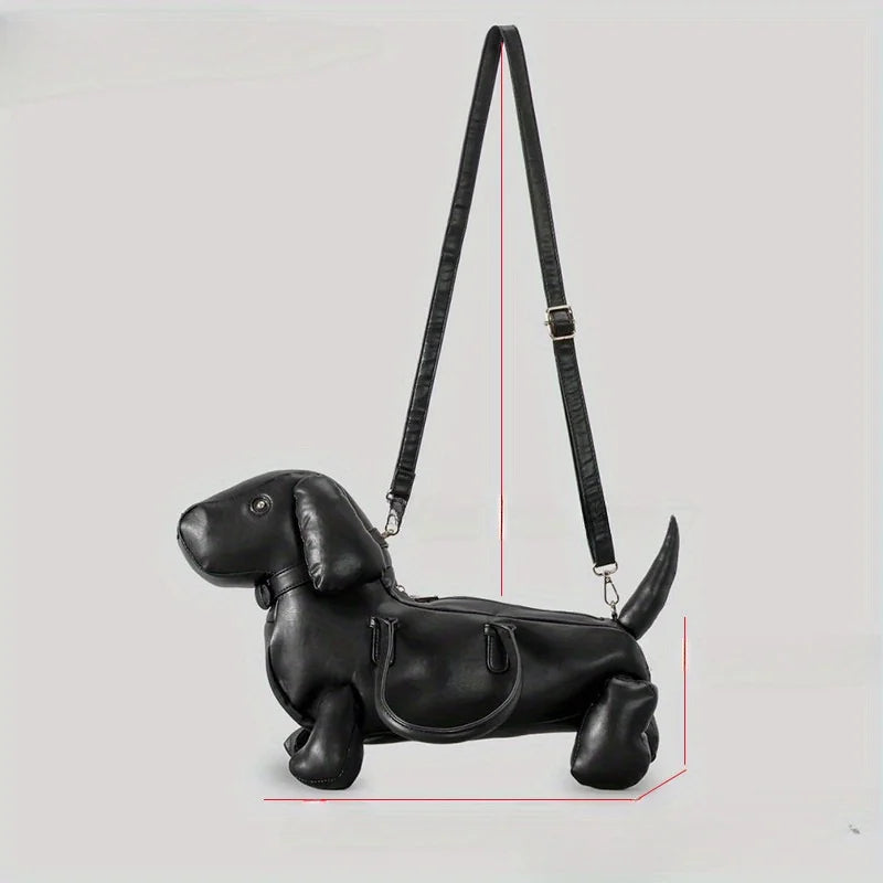 Women's Fashion Creative Design Cute Dachshund Handbag PU Soft Leather Shoulder Messenger Bag