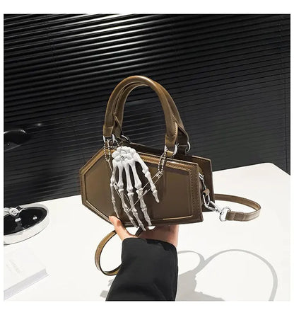 Gothic Coffin Handbag with Skeleton Hand | Alternative Shoulder Bag