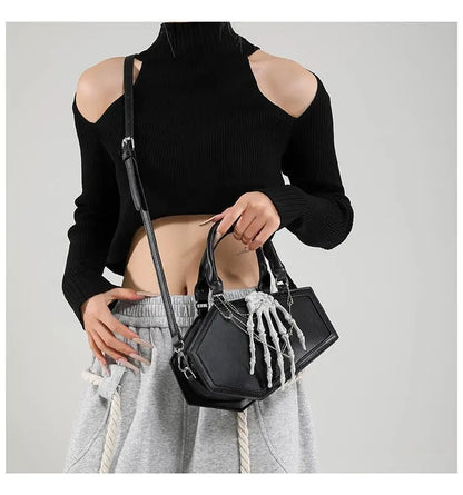Gothic Coffin Handbag with Skeleton Hand | Alternative Shoulder Bag