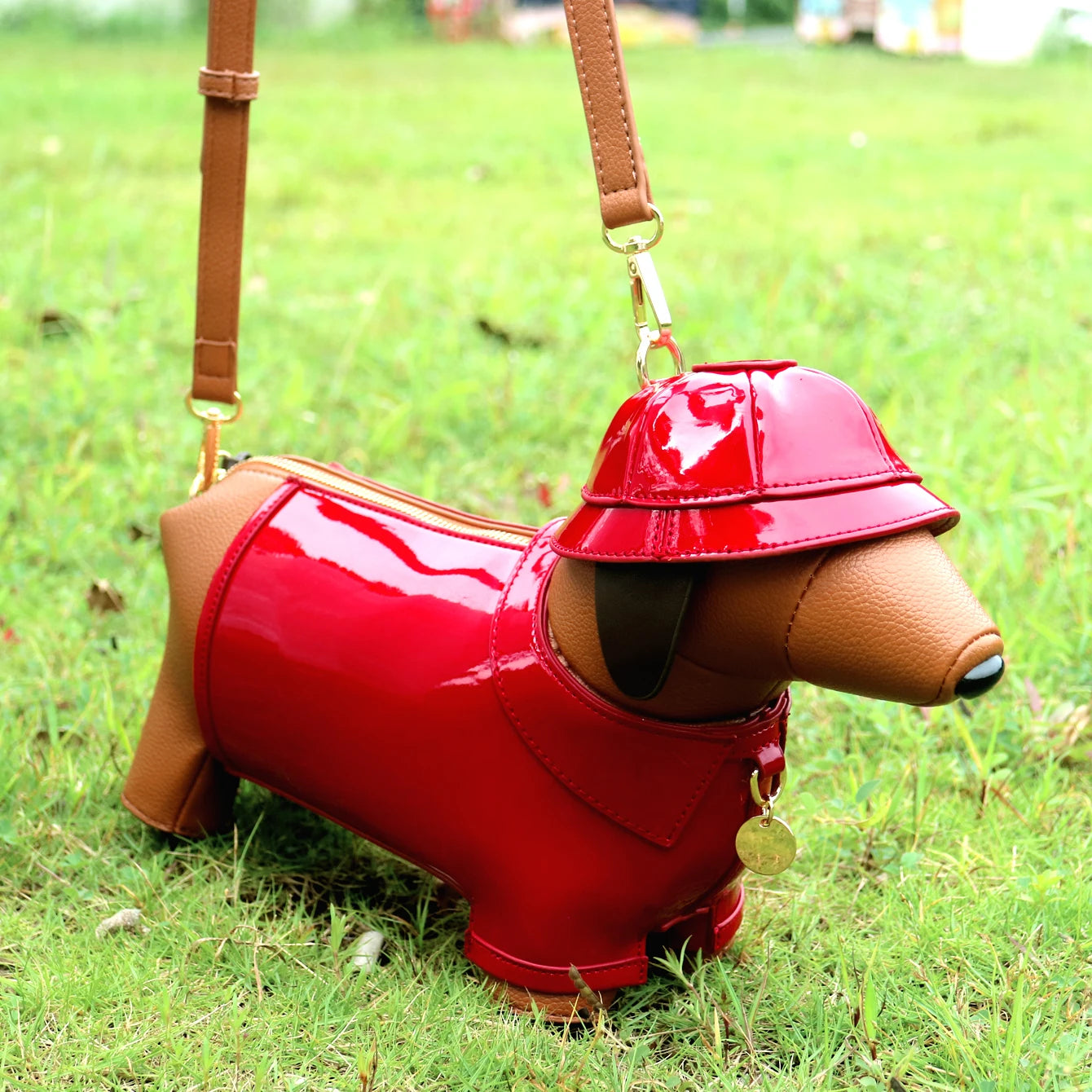Women's Cute Dog-Shaped Leather Crossbody Bag, Designer Shoulder Purse, Evening & Party Handbag