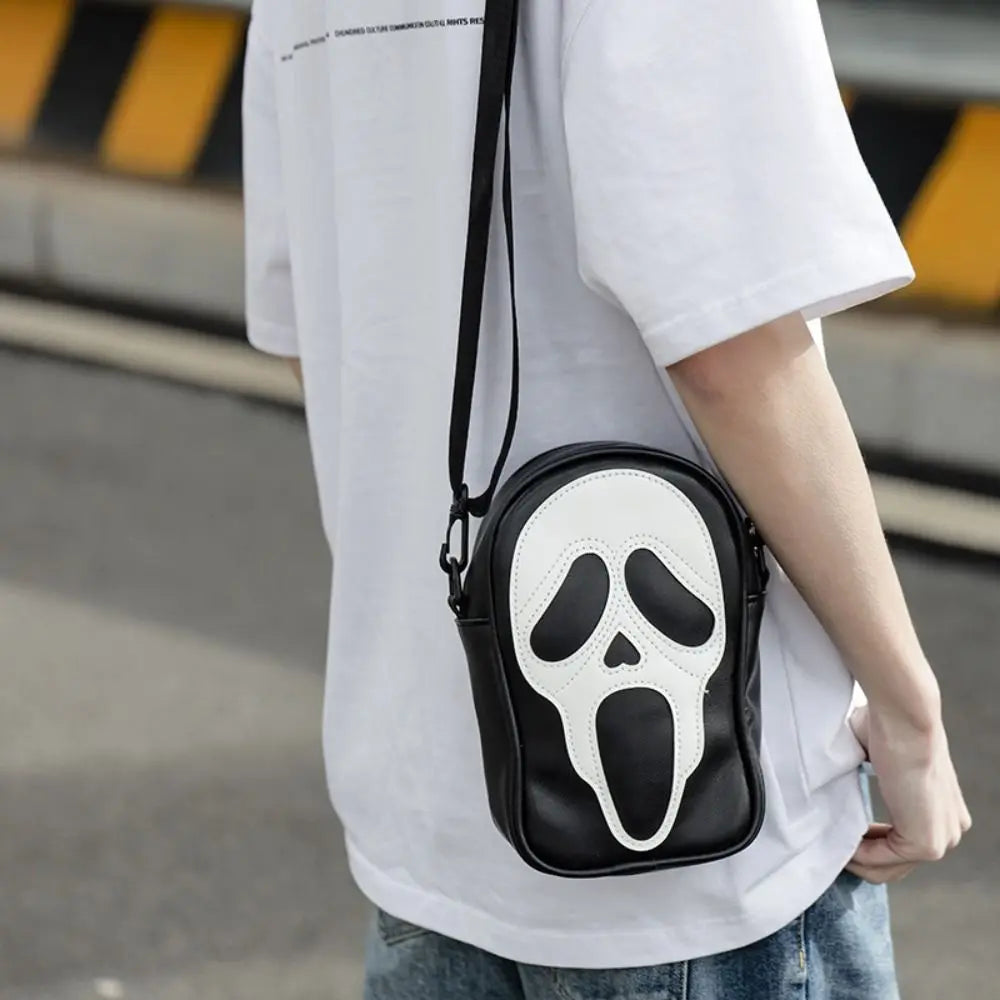Halloween Ghost Face Crossbody Bag | Unisex Spooky Shoulder Purse