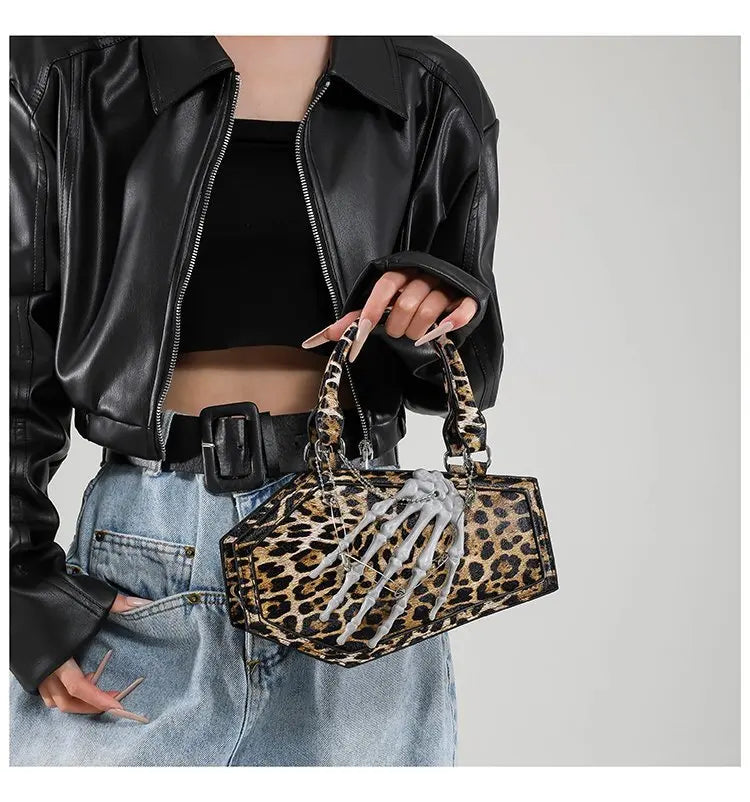 Gothic Coffin Handbag with Skeleton Hand | Alternative Shoulder Bag
